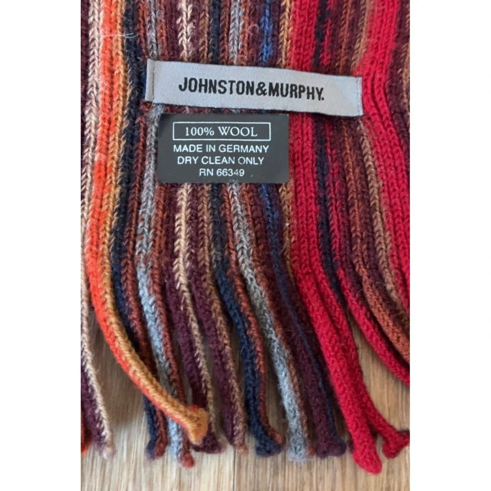 Johnston & Murphy multicolor stripe wool scarf | Made in Germany